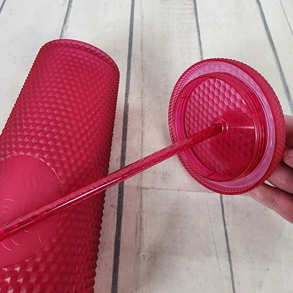 Starbucks Fall 2021 Neon Pink Studded Cold Cup Soft Touch Jelly Venti 24oz - Picture 10 of 11